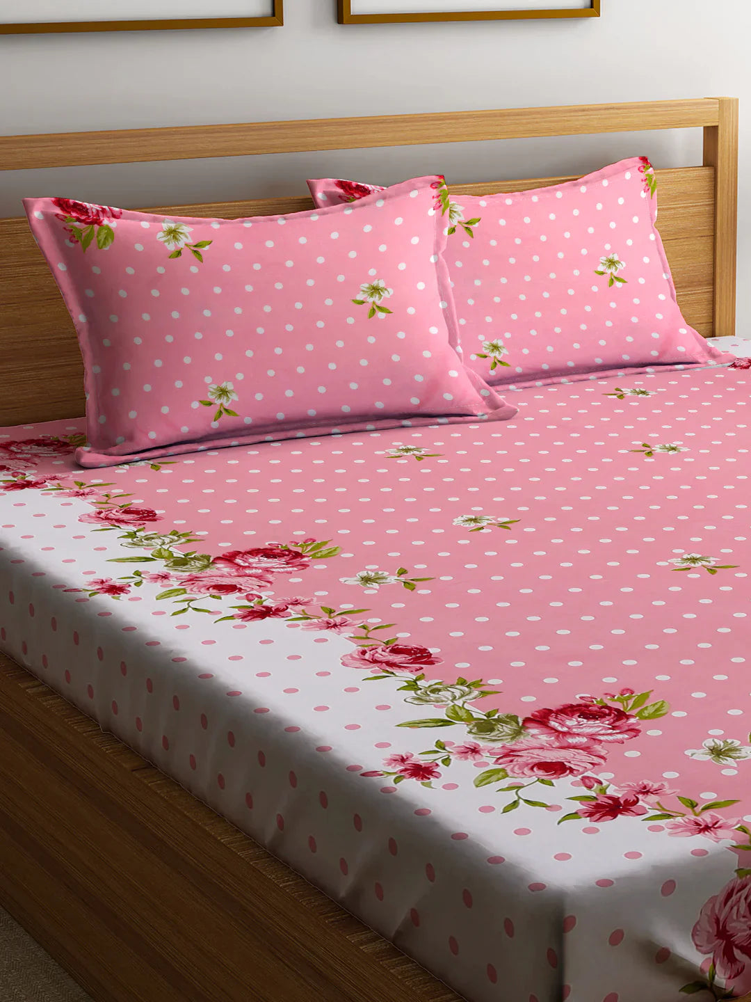 Floral Cotton Double Printed Fitted (Elastic) Bed sheet